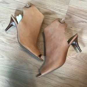 Coach Tan Leather Open Toe Stiletto Heeled Sandals Women's 6